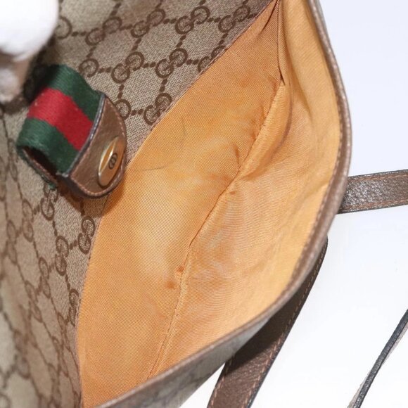 GUCCI GG Supreme Web Sherry Line Shoulder Bag PVC Beige Gold Red Auth ki5490 - Picture 13 of 16